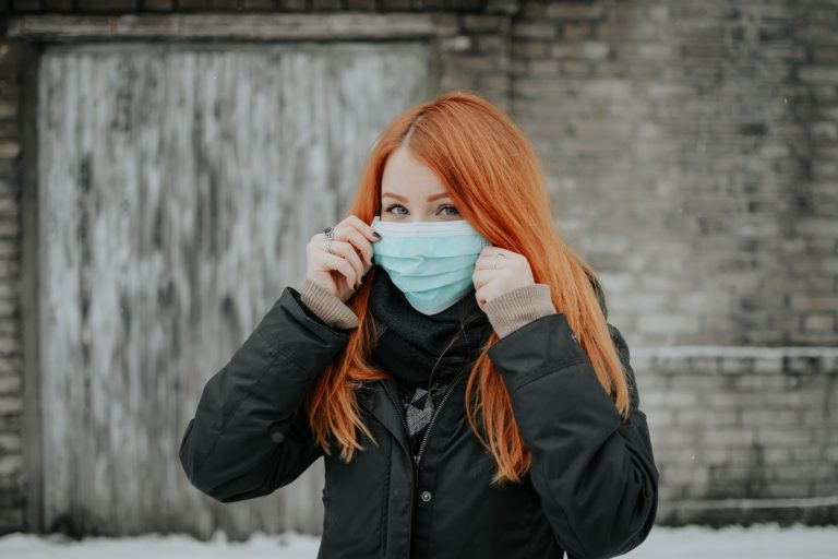 Girl with COVID-19 mask