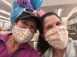 Clair and MJ from Lander Community Foundation wearing masks