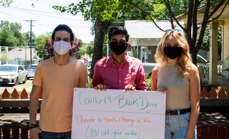 Seth Block, Amit Banerjee and Bora Laci hosting a Book Drive in Dallas
